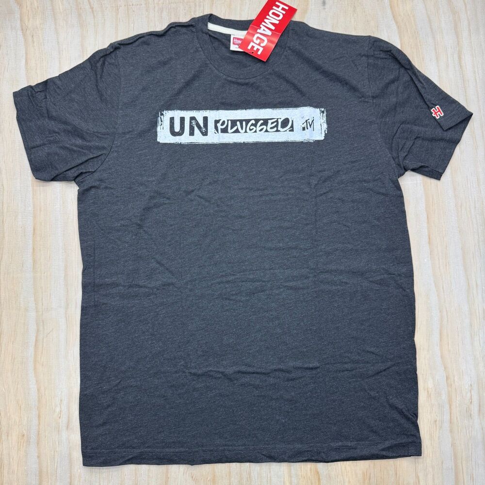 NEW Homage Unisex MTV Unplugged Tri-Blend Short Sleeve Shirt Charcoal Sz XL